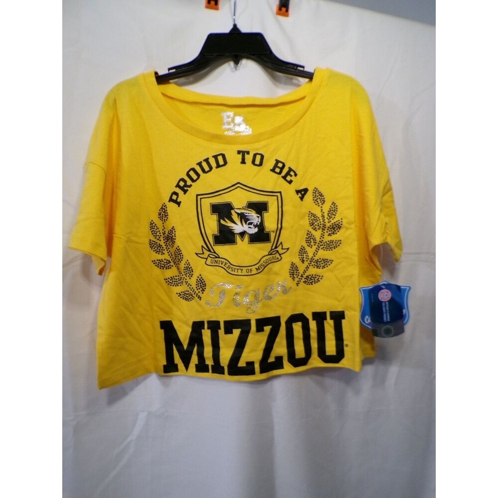 E5 College Classics Women's Mizzou Cropped T-Shirt Large Yellow College Tee